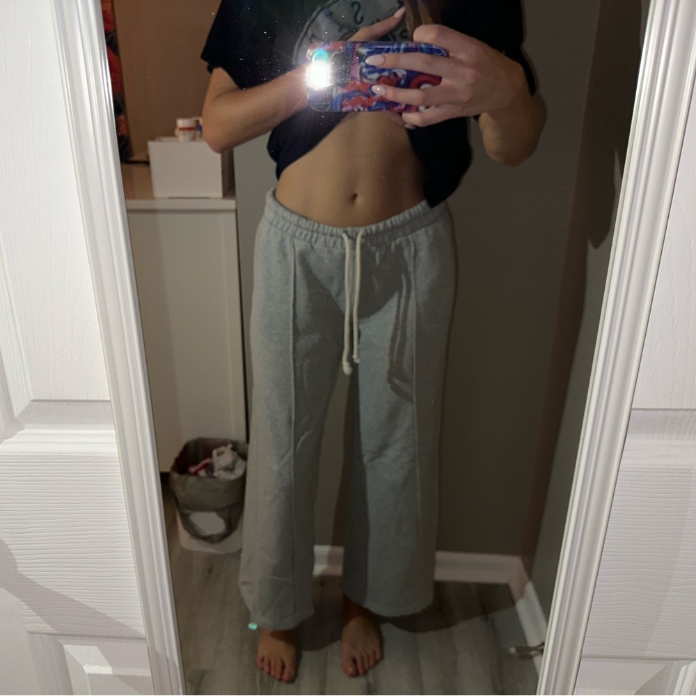 Aerie Gray Wide Leg Sweatpants